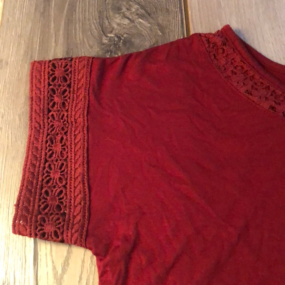 Deep Red Modest Crop Top - Picture 2 of 3